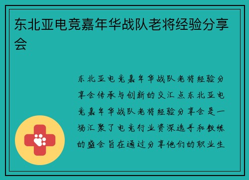 东北亚电竞嘉年华战队老将经验分享会